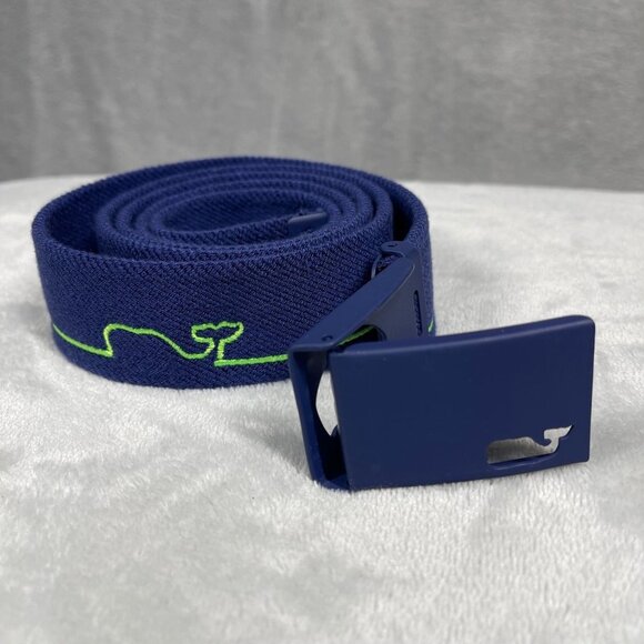 Vineyard Vines XL Navy Belt With Neon Green Whale Design & Adjustable Buckle 38 - Picture 1 of 11